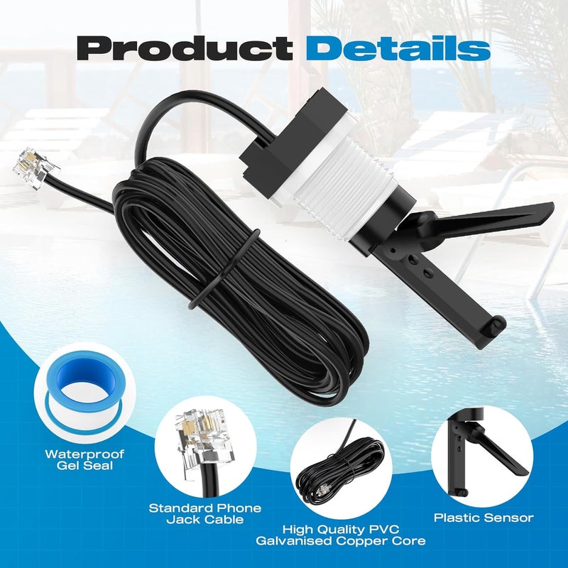 Malictele Malicetel Flow Switch GLX-FLO-RP for Hayward Goldline Aquarite Salt System Pool Flow Sensor Suitable Hayward Salt Cell and Chlorine Generator with Tee and 15ft Cable - Image 3
